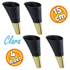 Clara Mobilya Kanepe Sehpa Tv Ünitesi Baza Koltuk Ayağı Siyah Gold Renk 15 Cm (4 Adet)