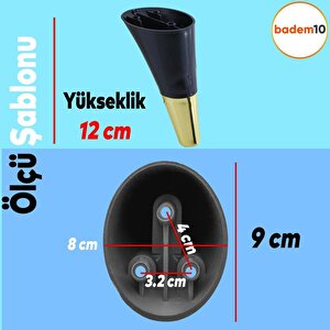 Clara Mobilya Kanepe Sehpa Tv Ünitesi Baza Koltuk Ayağı Siyah Gold Renk 12 Cm (4 Adet)