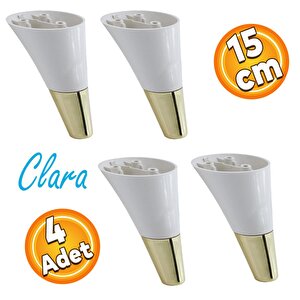 Clara Mobilya Kanepe Sehpa Tv Ünitesi Baza Koltuk Ayağı Krem Gold Renk 15 Cm (4 Adet)