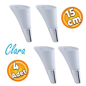 Clara Mobilya Kanepe Sehpa Tv Ünitesi Baza Koltuk Ayağı Beyaz Krom Renk 15 Cm (4 Adet)