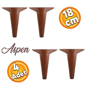Aspen Lüks Mobilya Kanepe Sehpa Puf Koltuk Ayağı 18 Cm Kahverengi Ahşap Desenli Baza Ayak (4 Adet)