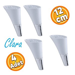Clara Mobilya Kanepe Sehpa Tv Ünitesi Baza Koltuk Ayağı Beyaz Krom Renk 12 Cm (4 Adet)