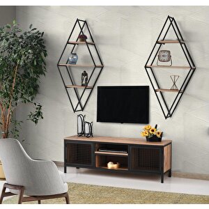 Karo Modern Tarz Tv Sehpası+üst Raflar Dekoratif Tv Ünitesi