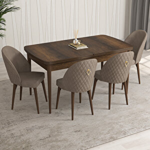 Arjeta Barok Desen 80x132 Mdf Açılabilir Mutfak Masası Takımı 4 Adet Sandalye