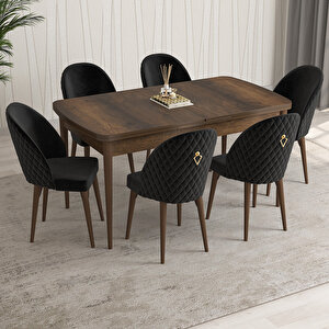 Arjeta Barok Desen 80x132 Mdf Açılabilir Mutfak Masası Takımı 6 Adet Sandalye