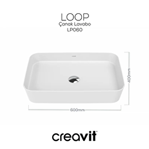 Lp060 Loop Dikdörtgen Çanak Lavabo 60 Cm