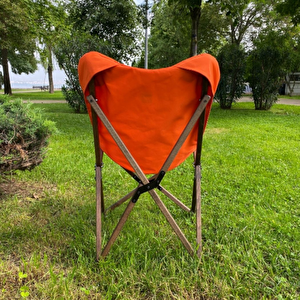 Ahşap Katlanır Kamp & Bahçe Sandalyesi – Antrasit Iskelet - Turuncu Kılıf