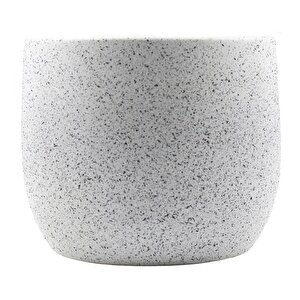 Beyaz Granit Toprak Saksı Saksılık Salon Çiçeklik - 19 Cm