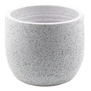 Beyaz Granit Toprak Saksı Saksılık Salon Çiçeklik - 19 Cm
