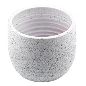 Beyaz Granit Toprak Saksı Saksılık Salon Çiçeklik - 19 Cm