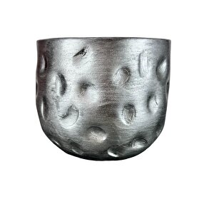 Gümüş Desenli Toprak Saksı Saksılık Salon Çiçeklik - 19 Cm