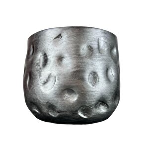 Bitki Tasarımı Gümüş Desenli Toprak Saksı Saksılık Salon Çiçeklik - 19 Cm