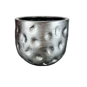 Bitki Tasarımı Gümüş Desenli Toprak Saksı Saksılık Salon Çiçeklik - 19 Cm