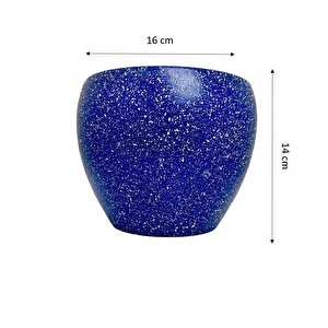 Lacivert Granit Toprak Saksı Saksılık Salon Çiçeklik - 15 Cm