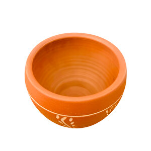 Nakış Desenli Terrakota Toprak Saksı Saksılık Salon Çiçeklik - 15 Cm