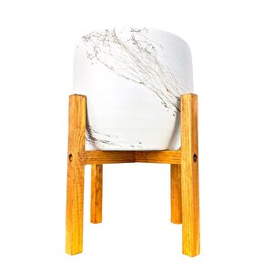 Beyaz Üzeri Gold Mermer Efektli Toprak Saksı Saksılık Salon Çiçeklik 4 Ayaklı - 19 Cm