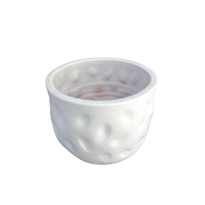 Beyaz Desenli Toprak Saksı Saksılık Salon Çiçeklik - 19 Cm
