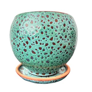 Bitki Tasarımı Turkuaz Şekilli Artistik Çift Sırlı İç Ve Dış Mekan Kullanımlı Tabaklı Toprak Terrakota Saksı Saksılık Salon Çiçekl