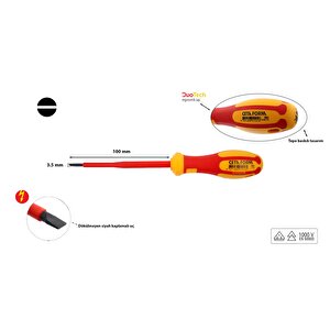 Ceta Form 3,5 X 100 Mm 1000 Volt Vde Izoleli Düz Tornavida G01-035-100