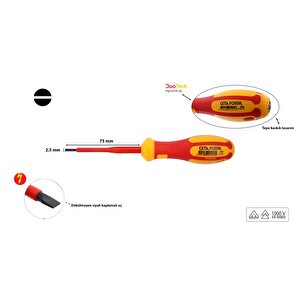 Ceta Form  2,5 X 75 Mm 1000 Volt Vde Izoleli Düz Tornavida G01-025-075