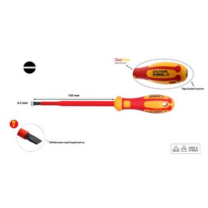 Ceta Form 6,5 X 150 Mm 1000 Volt Vde Izoleli Düz Tornavida G01-065-150