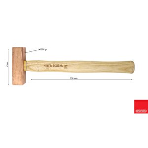 1000gr Ağaç Saplı Bakır Çekiç L18-1000