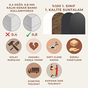 Roomart Ayaksız Tek Kapaklı Lavabolu 50 Cm Banyo Dolabı+aynalı Üst Dolabı