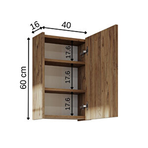 Banos Banyo Roomart Kulpsuz Tek Kapaklı Atlantik-beyaz 40 Cm Mini Aynalı Banyo Üst Dolabı
