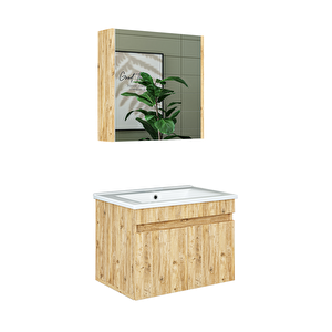 Roomart '' Lavabolu '' Atlantik Mat Mdf 65 Cm Banyo Alt Dolap + Aynalı Üst Dolap
