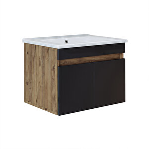 Roomart '' Lavabolu '' Atlantik - Antrasit Mat Mdf 65 Cm Banyo Dolabı