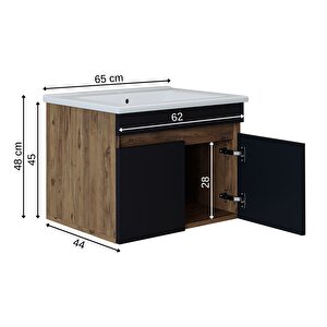 Roomart '' Lavabolu '' Atlantik - Antrasit Mat Mdf 65 Cm Banyo Dolabı