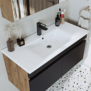 Roomart  '' Lavabolu '' Atlantik- Antrasit Mat Mdf 100 Cm Banyo Dolabı