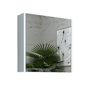 Banos Banyo Roomart Ad7 Kulpsuz Tek Kapaklı Mat Beyaz Mdf 60 Cm Aynalı Banyo Üst Dolabı