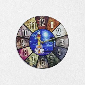 Cajuart İzmir Saat Kulesi Resimli Renkli Ahşap Duvar Saati