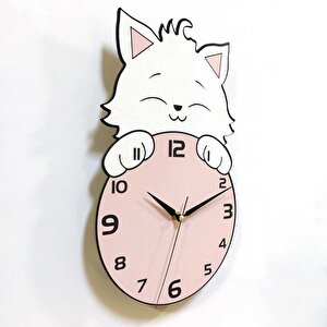 Cajuart Saat Arkasından Bakan Sevimli Kedi Çocuk Odası Duvar Saati