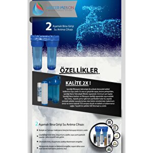 Daire Bina Sayaç Girişi 10" İnc 2 Aşama Su Arıtma Cihazı (pas, Toz Tortu , Kireç Önleyici Yumuşatma Sistemi)