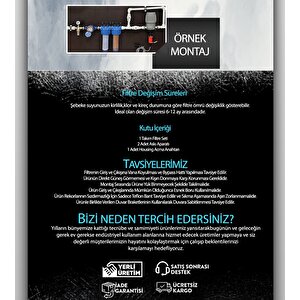 Daire Bina Sayaç Girişi 10" İnc 3 Aşama Su Arıtma Cihazı ( Koku ,klor Pas,tortu Önleyici Yumuşatma Sistemi )