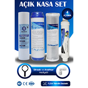 Açık Kasa Su Arıtma Cihazı Çift Karbonlu 4 Aşamalı Filtre Seti