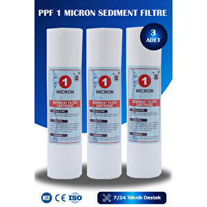 Açık Kasa Su Arıtma Cihazı 1 Mikron Sediment Spun Filtre (3 Adet)