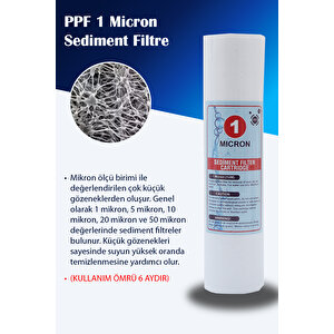 Açık Kasa Su Arıtma Cihazı 1 Mikron Sediment Spun Filtre (3 Adet)