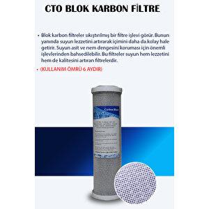 Açık Kasa Su Arıtma Cihazı 10 İnc Cto Blok Karbon Filtre (25 Adet)