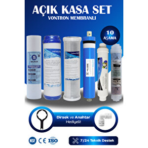 Açık Kasa Su Arıtma Cihazı Filtresi 10 Aşama Bakım Seti Vontron Membranlı Mineral Takviyeli