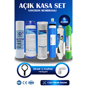 Açık Kasa Su Arıtma Cihazı Filtre Çift Karbonlu 6 Aşama Filtre Seti (nsf Onaylı Vontron Membranlı)
