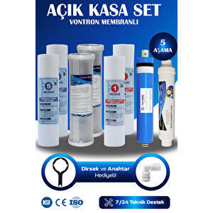 Açık Kasa Su Arıtma Cihazı Uyumlu 5 Aşama Yıllık Filtre Bakım Seti (NSF ONAYLI VONTRON MEMBRANLI)