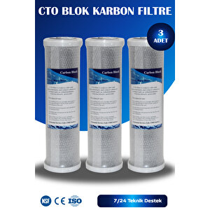 Açık Kasa Su Arıtma Cihazı Cto Blok Karbon Filtre (3 Adet)