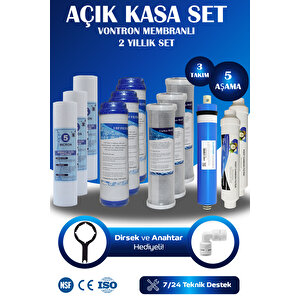 Açık Kasa Su Arıtma Cihazı Çift Karbonlu Vontron Membranlı Filtre Seti