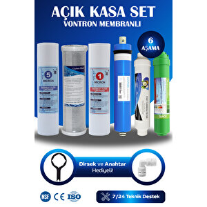 Açık Kasa Su Arıtma Cihazı Filtre 6 Aşamalı Filtre Seti (nsf Onaylı Vontron Membranlı)