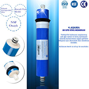 Kapalı Kasa 12'' Su Arıtma Filtresi Ci̇hazı 80 Gpd King Membranlı İnline Yıllık Filtre Seti