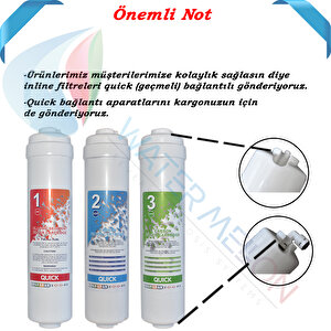 Kapalı Kasa 12'' Su Arıtma Filtresi Ci̇hazı 80 Gpd King Membranlı İnline Yıllık Filtre Seti