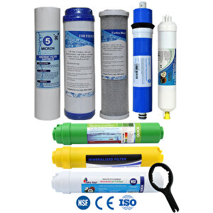 Açık Kasa Su Arıtma Cihazı Filtre Çift Karbonlu 8 Aşama 80 Gpd King Membranlı  Filtre Seti